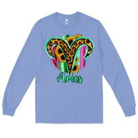 Colony Blue Aries Zodiac Sign Sunflower Leopard Serape Long Sleeve Tee - RanaPortraitStore