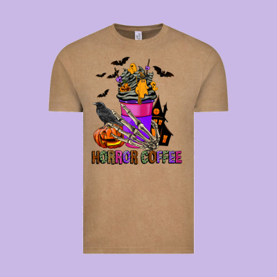 Horror Coffee Vintage Tee Designed By Fadigitalartstudio