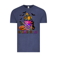 Vintage Denim Horror Coffee Vintage Tee - FaDigitalArtStudio