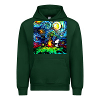 Forest Green starry night print van gogh parody Urban Hoodie - artisFamous