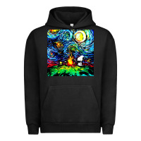 Pigment Black starry night print van gogh parody Urban Hoodie - artisFamous