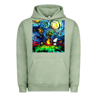 Pigment Oil Green starry night print van gogh parody Urban Hoodie - artisFamous