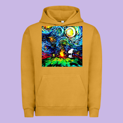 Starry Night Print Van Gogh Parody Urban Hoodie Designed By Artisfamous