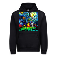 Black starry night print van gogh parody Urban Hoodie - artisFamous