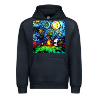 Navy starry night print van gogh parody Urban Hoodie - artisFamous