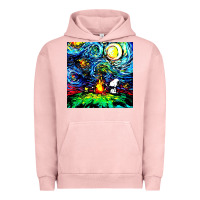 Pigment Salmon starry night print van gogh parody Urban Hoodie - artisFamous