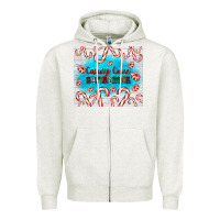 Oatmeal Heather candy cane Christmas Zipper Hoodie - AdoDesignShop