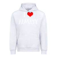 White i love almaty city Urban Hoodie - artisFamous