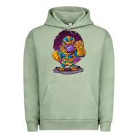 Pigment Oil Green cartoons super hero Strong Hands Urban Hoodie - artisFamous