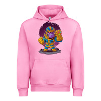 Fuchsia Pink cartoons super hero Strong Hands Urban Hoodie - artisFamous