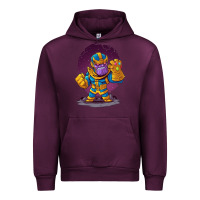 Mauve Wine cartoons super hero Strong Hands Urban Hoodie - artisFamous