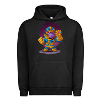 Pigment Black cartoons super hero Strong Hands Urban Hoodie - artisFamous
