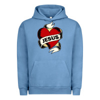 Pigment Pebble Blue jesus love Urban Hoodie - artisFamous