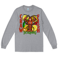 Heather Grey crawfish season Long Sleeve Tee - FaDigitalArtStudio