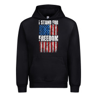 Black I STAND FOR FREEDOM WITH A DISTRESSED AMERICAN FLAG Urban Hoodie - artisFamous