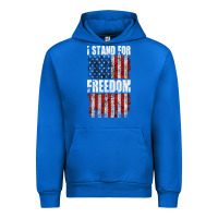 Cobalt I STAND FOR FREEDOM WITH A DISTRESSED AMERICAN FLAG Urban Hoodie - artisFamous