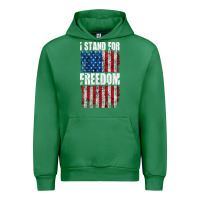 Emerald I STAND FOR FREEDOM WITH A DISTRESSED AMERICAN FLAG Urban Hoodie - artisFamous