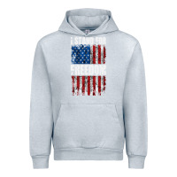 Heather Grey I STAND FOR FREEDOM WITH A DISTRESSED AMERICAN FLAG Urban Hoodie - artisFamous