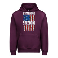 Mauve Wine I STAND FOR FREEDOM WITH A DISTRESSED AMERICAN FLAG Urban Hoodie - artisFamous