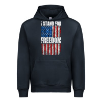Navy I STAND FOR FREEDOM WITH A DISTRESSED AMERICAN FLAG Urban Hoodie - artisFamous