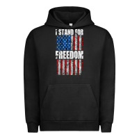 Pigment Black I STAND FOR FREEDOM WITH A DISTRESSED AMERICAN FLAG Urban Hoodie - artisFamous