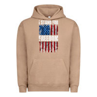Pigment Burro I STAND FOR FREEDOM WITH A DISTRESSED AMERICAN FLAG Urban Hoodie - artisFamous