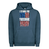 Pigment Midnight Navy I STAND FOR FREEDOM WITH A DISTRESSED AMERICAN FLAG Urban Hoodie - artisFamous