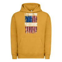 Pigment Peanut Butter I STAND FOR FREEDOM WITH A DISTRESSED AMERICAN FLAG Urban Hoodie - artisFamous