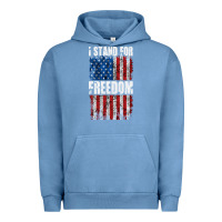 Pigment Pebble Blue I STAND FOR FREEDOM WITH A DISTRESSED AMERICAN FLAG Urban Hoodie - artisFamous