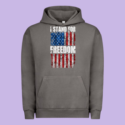 I Stand For Freedom With A Distressed American Flag Urban Hoodie Designed By Artisfamous
