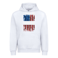 White I STAND FOR FREEDOM WITH A DISTRESSED AMERICAN FLAG Urban Hoodie - artisFamous