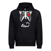 Black dad skeleton halloween beer pizza Urban Hoodie - artisFamous