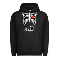 Pigment Black dad skeleton halloween beer pizza Urban Hoodie - artisFamous