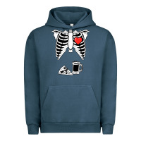 Pigment Midnight Navy dad skeleton halloween beer pizza Urban Hoodie - artisFamous