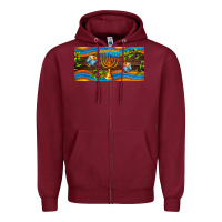 Burgundy hanukkah with candlestick Zipper Hoodie - AdoDesignShop