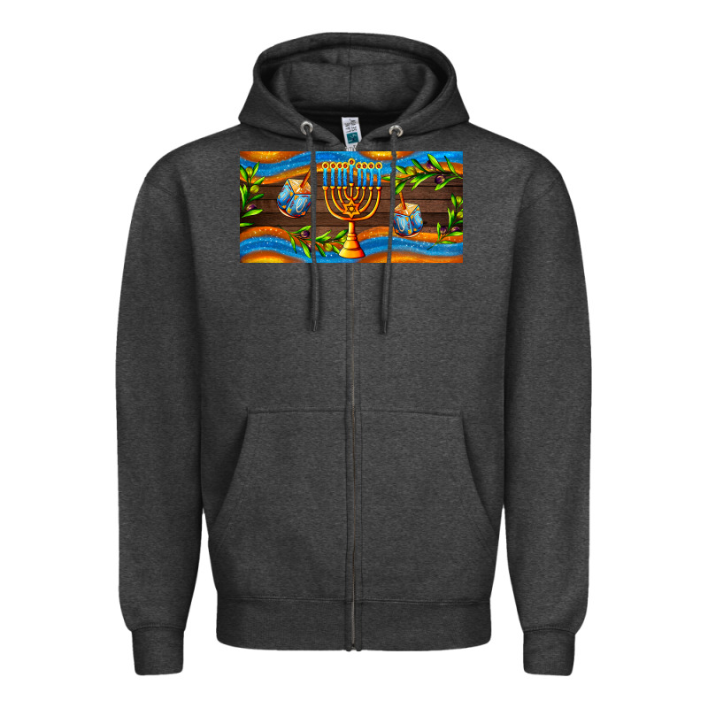 Hanukkah With Candlestick Zipper Hoodie by AdoDesignShop | Teevron