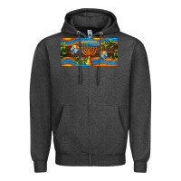 Charcoal Heather hanukkah with candlestick Zipper Hoodie - AdoDesignShop