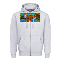 Heather Grey hanukkah with candlestick Zipper Hoodie - AdoDesignShop