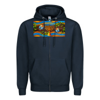 Navy hanukkah with candlestick Zipper Hoodie - AdoDesignShop