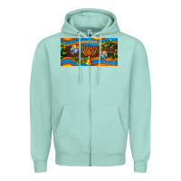 Seafoam hanukkah with candlestick Zipper Hoodie - AdoDesignShop