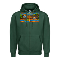 Sports Green hanukkah with candlestick Zipper Hoodie - AdoDesignShop