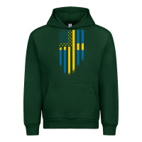 Forest Green Sweden Swedish Roots American Flag | Canadian Roots Urban Hoodie - artisFamous