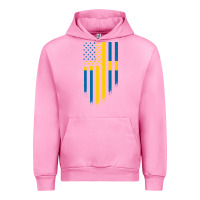 Fuchsia Pink Sweden Swedish Roots American Flag | Canadian Roots Urban Hoodie - artisFamous