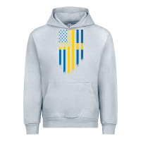 Heather Grey Sweden Swedish Roots American Flag | Canadian Roots Urban Hoodie - artisFamous