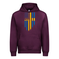 Mauve Wine Sweden Swedish Roots American Flag | Canadian Roots Urban Hoodie - artisFamous