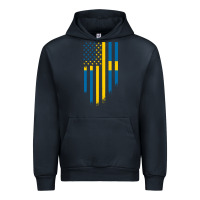 Navy Sweden Swedish Roots American Flag | Canadian Roots Urban Hoodie - artisFamous
