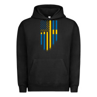 Pigment Black Sweden Swedish Roots American Flag | Canadian Roots Urban Hoodie - artisFamous