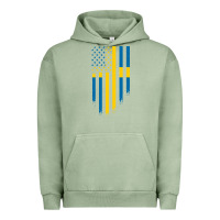 Pigment Oil Green Sweden Swedish Roots American Flag | Canadian Roots Urban Hoodie - artisFamous