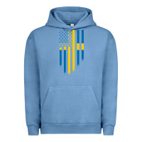 Pigment Pebble Blue Sweden Swedish Roots American Flag | Canadian Roots Urban Hoodie - artisFamous