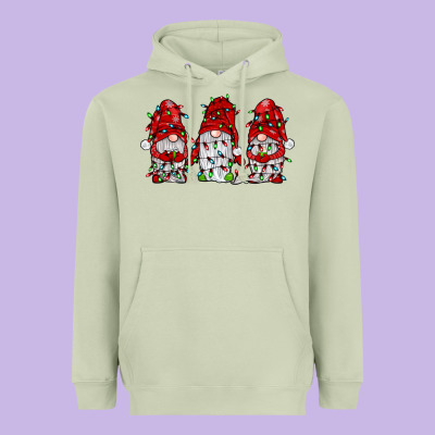 Gnome With Christmas Lights Heavyweight Hoodie Designed By Jahusdesignshop